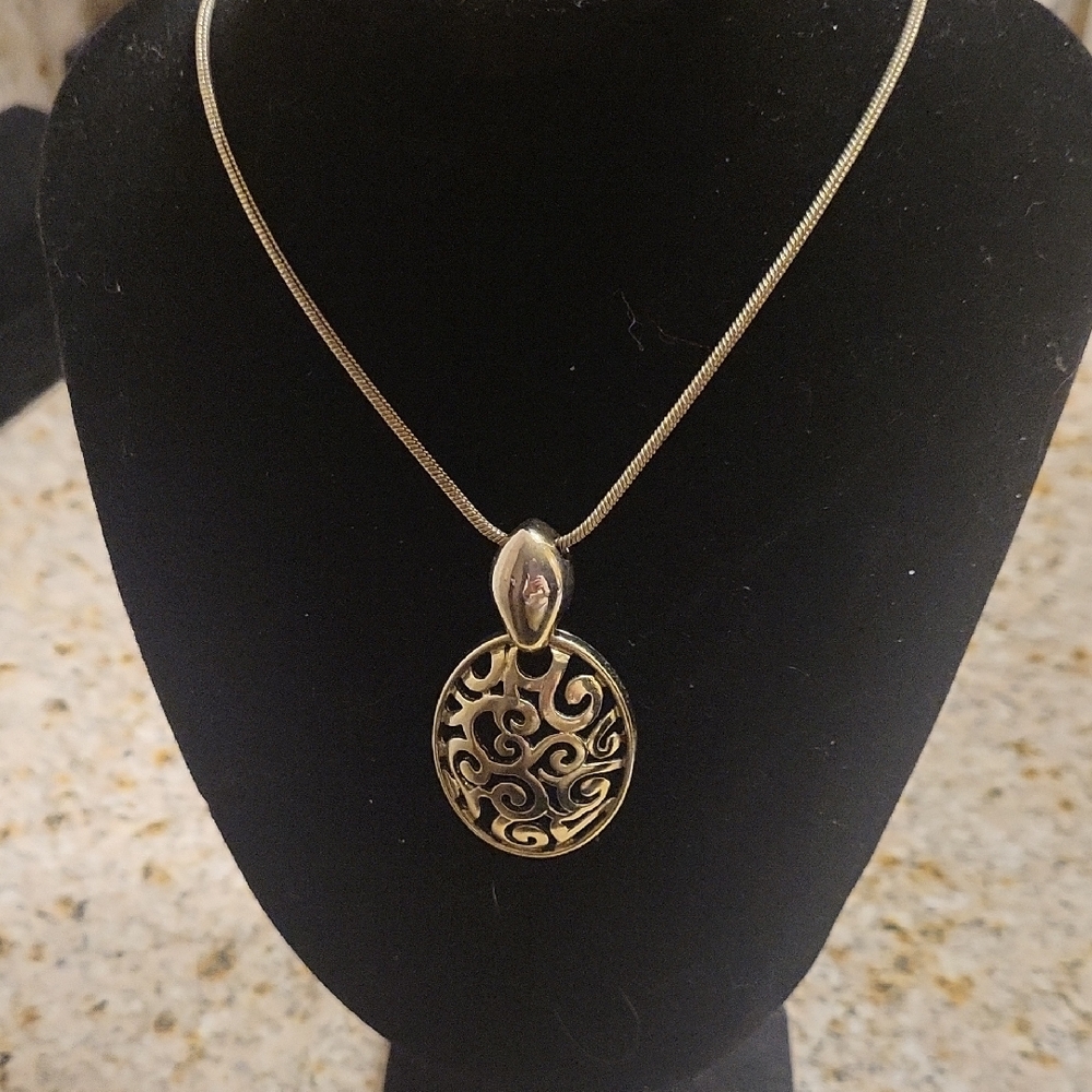 Elegant Gold Pendant Necklace With Snake Chain 18 Inches